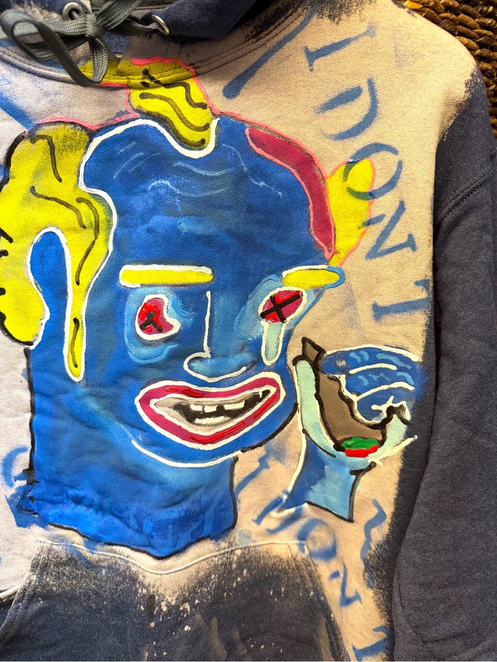 Giovanni Gulley- 1 of 1 - Hand Painted Artist Sweatshirt-Blue Medium - Picture 2 of 6